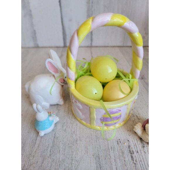 Vintage Easter bunny egg variety basket Springs set home decor figure - Picture 5 of 8